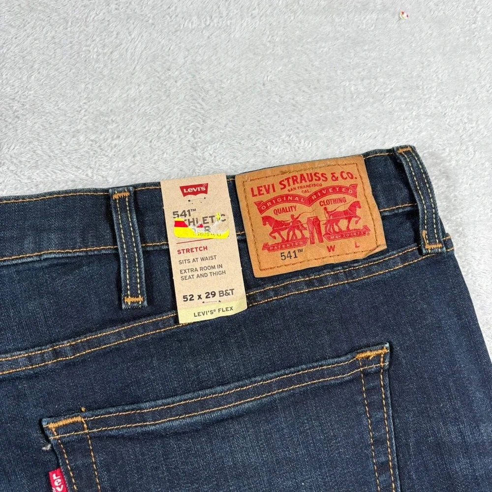 Levi's 541 Athletic Taper Fit Jeans Men 52x29 Blue Denim Cotton Flex Performance